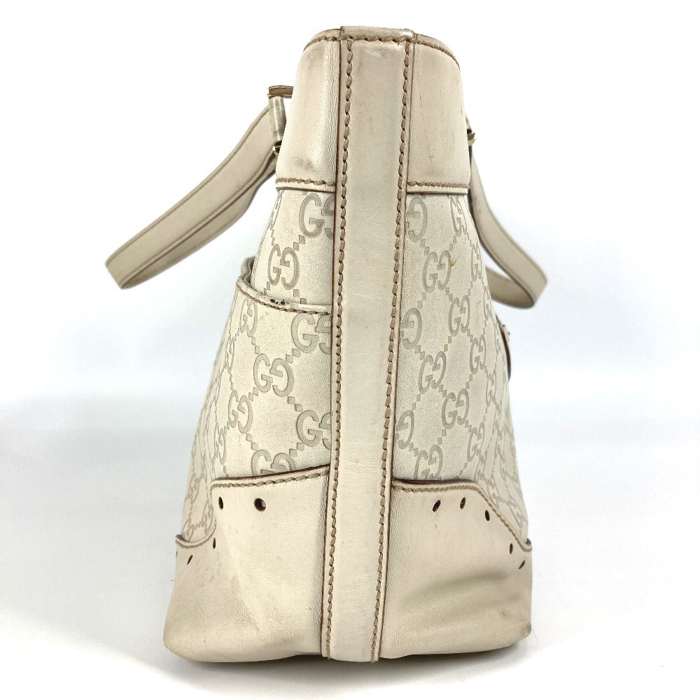 GUCCI 145993 GG Guccissima Logo Tote Bag Shoulder Bag in Shimmering Leather, Unisex, Off-White