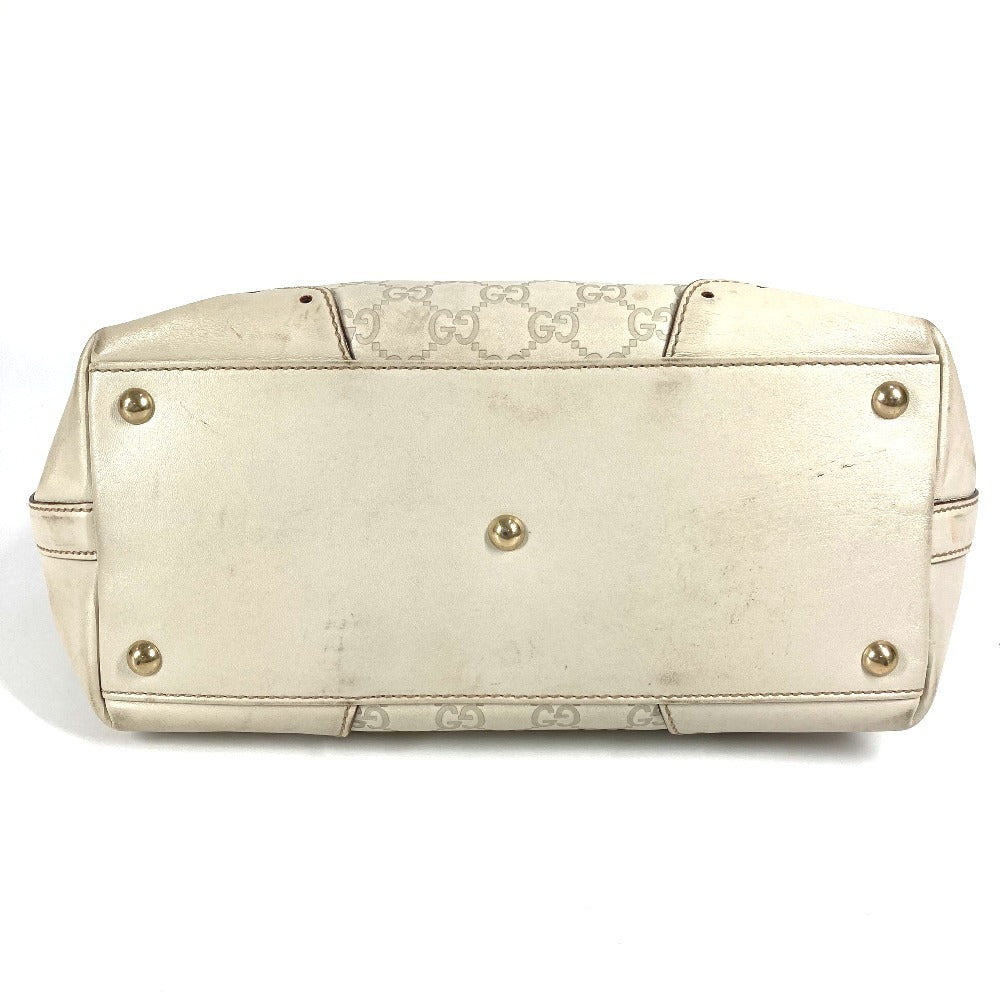 GUCCI 145993 GG Guccissima Logo Tote Bag Shoulder Bag in Shimmering Leather, Unisex, Off-White