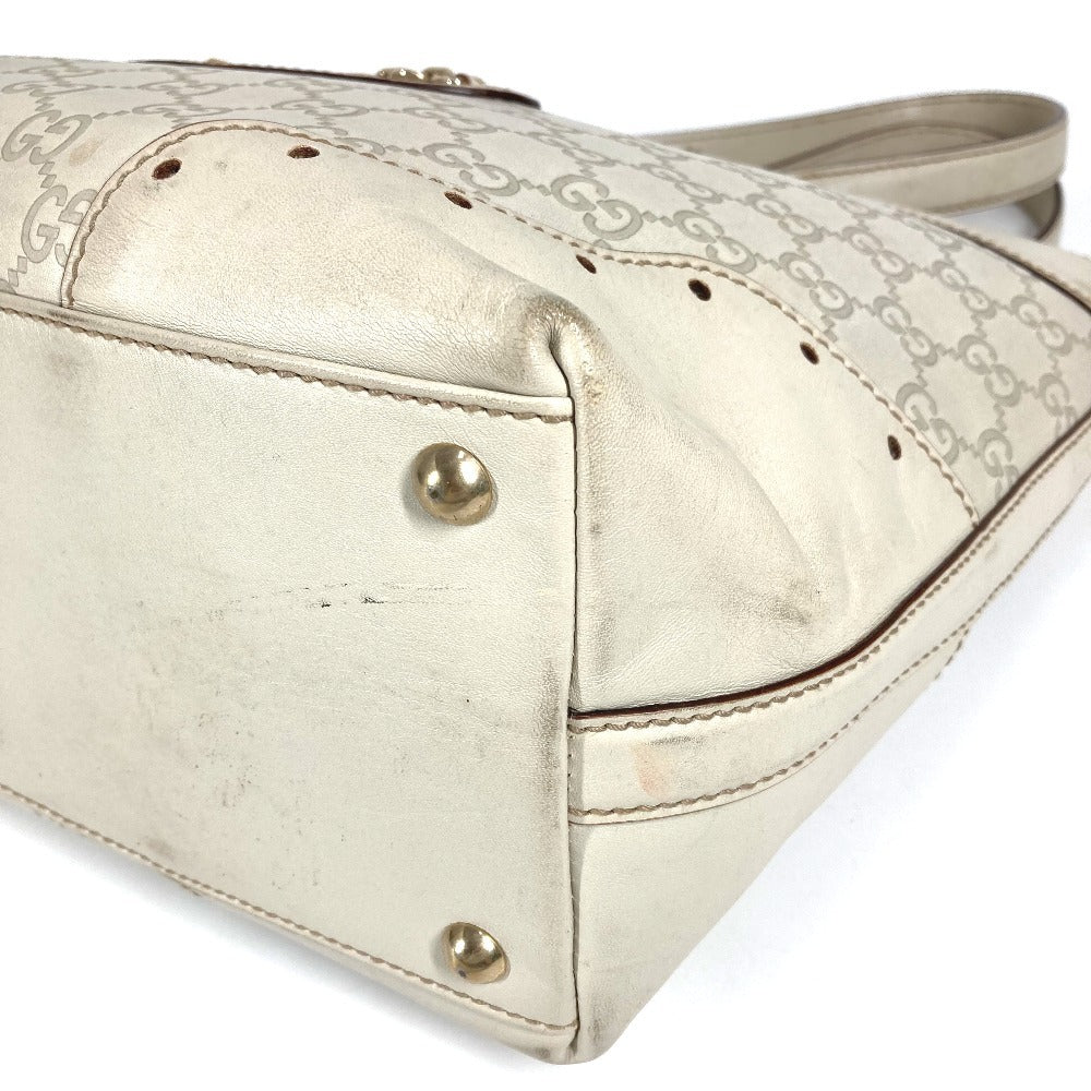 GUCCI 145993 GG Guccissima Logo Tote Bag Shoulder Bag in Shimmering Leather, Unisex, Off-White