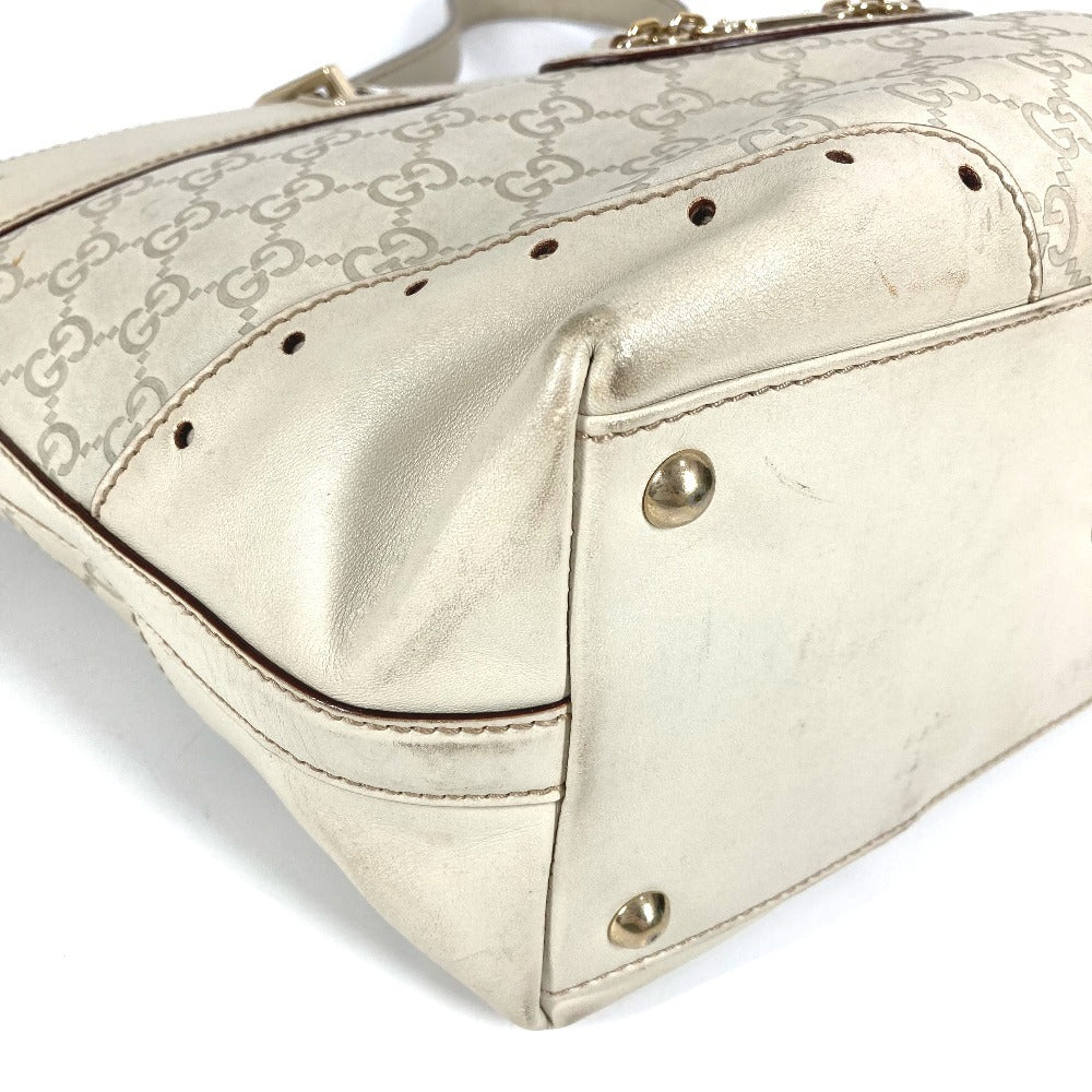 GUCCI 145993 GG Guccissima Logo Tote Bag Shoulder Bag in Shimmering Leather, Unisex, Off-White