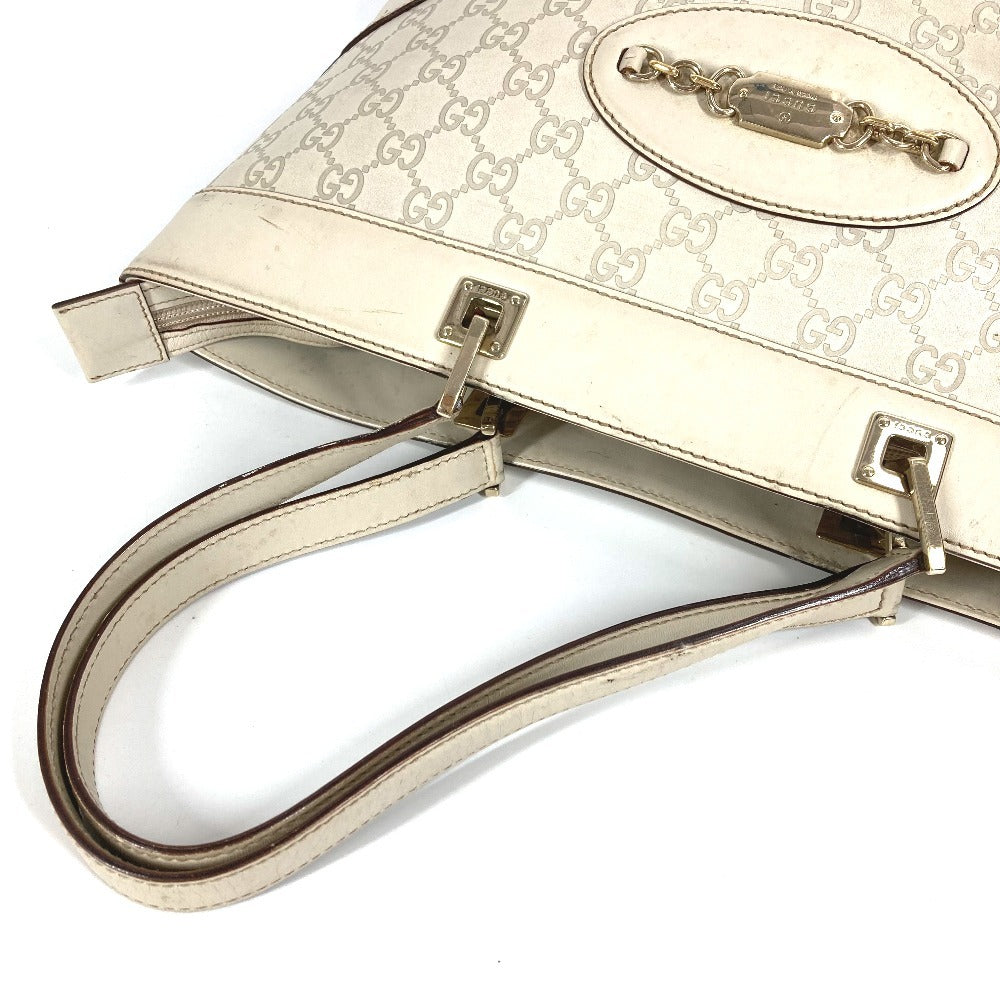 GUCCI 145993 GG Guccissima Logo Tote Bag Shoulder Bag in Shimmering Leather, Unisex, Off-White
