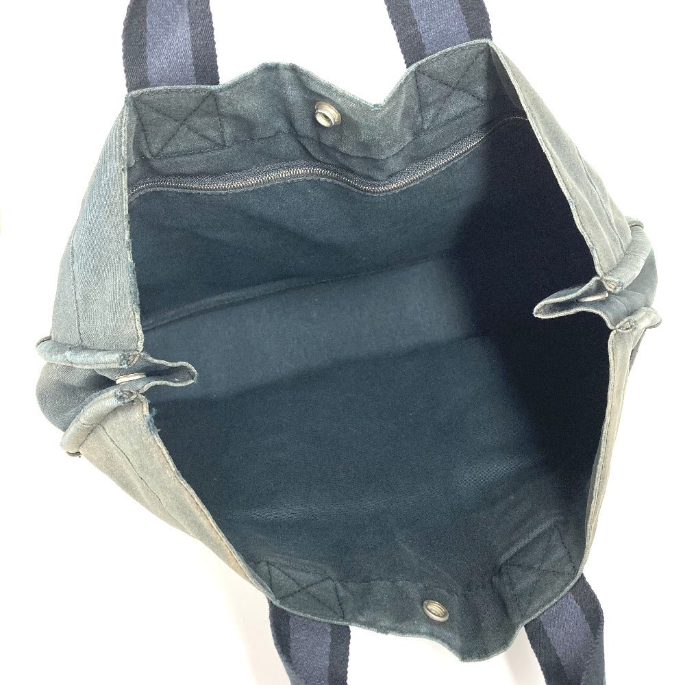 HERMES Half Leather Foule MM Foule MM Tote Bag, Leather/Canvas, Unisex, Black