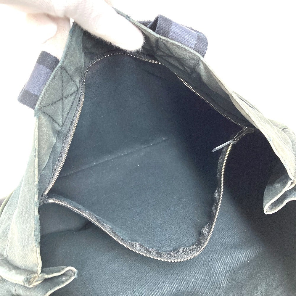 HERMES Half Leather Foule MM Foule MM Tote Bag, Leather/Canvas, Unisex, Black