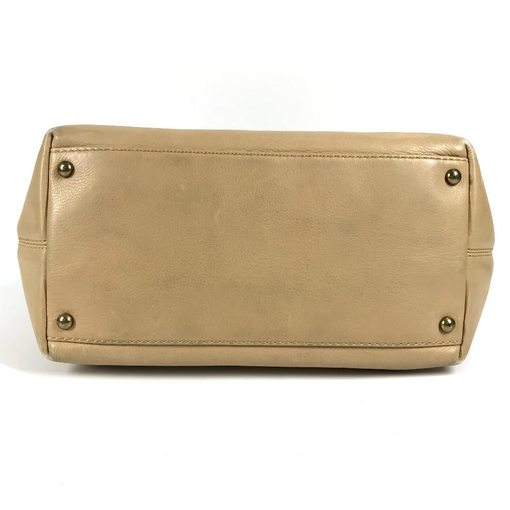 CHANEL Turnlock CC Coco Mark Tote Bag, Leather, Beige, Women's
