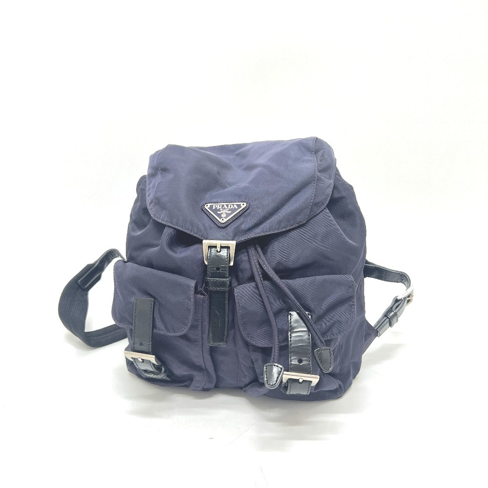 PRADA B6677 VELA Triangle Logo Plaque Backpack Nylon Unisex PRUGNA Purple
