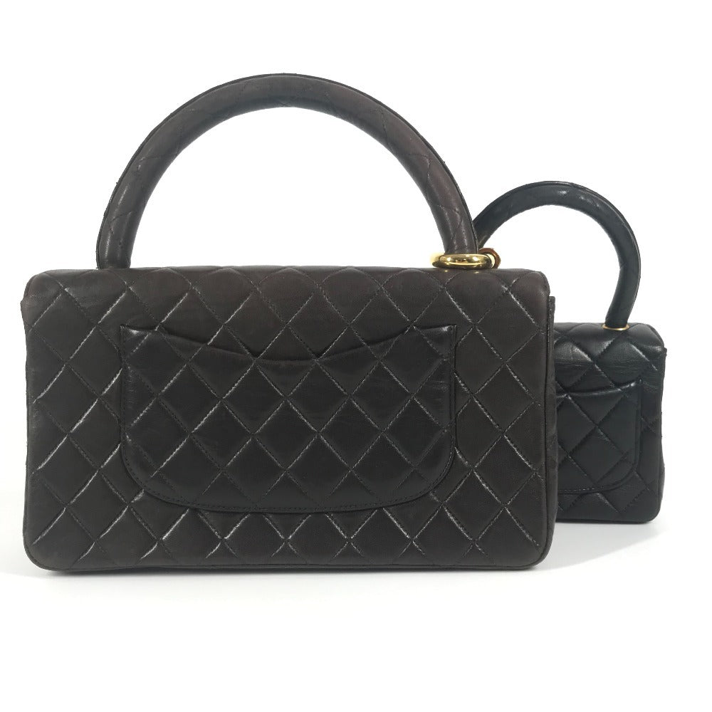 CHANEL Matelasse Quilted Parent-Child Bag with CC Coco Mark Logo, Tote Bag, Flap, Carabiner, Handbag, Lambskin, Black, Women's