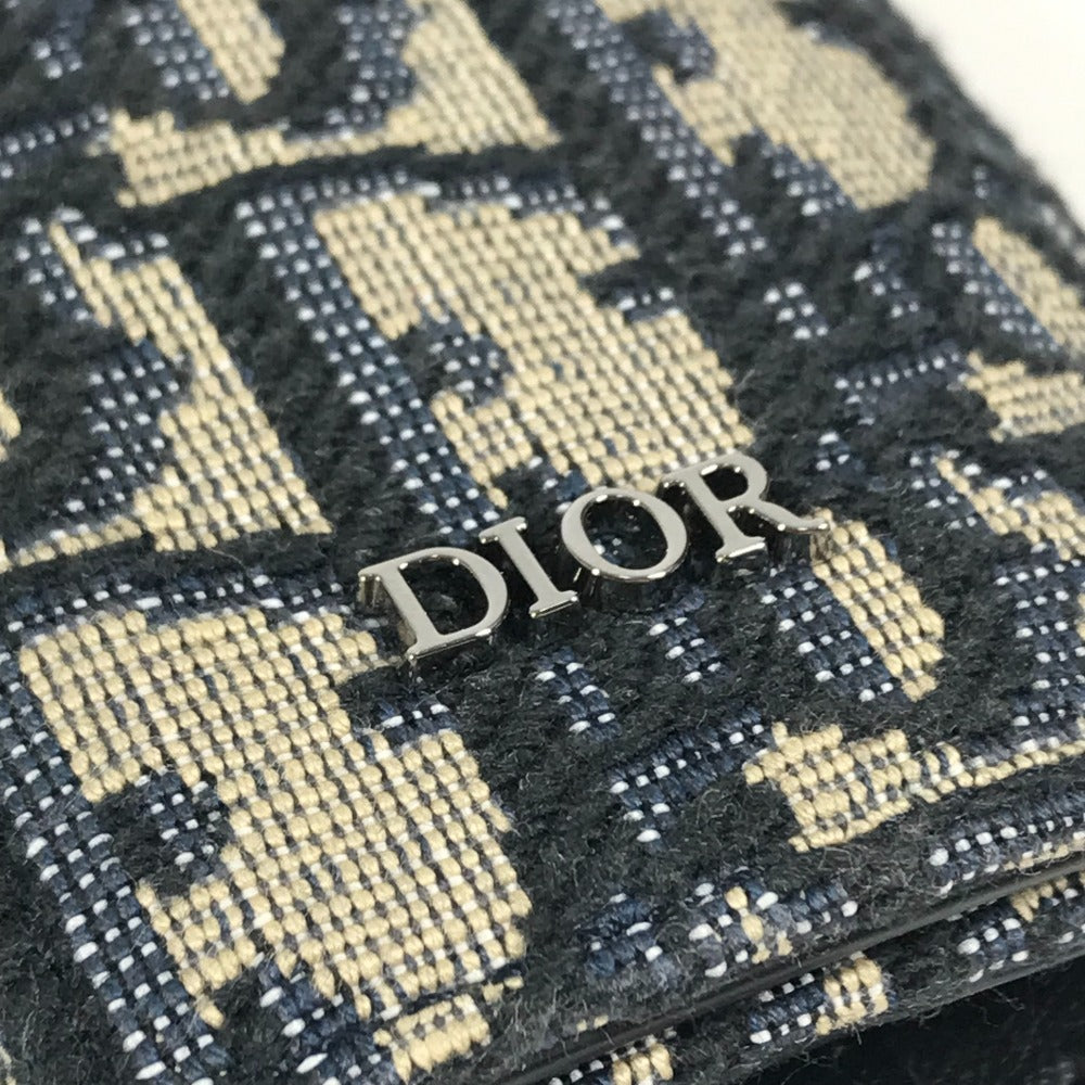 Dior Logo Oblique 6-Key Key Case, Canvas, Unisex, Navy