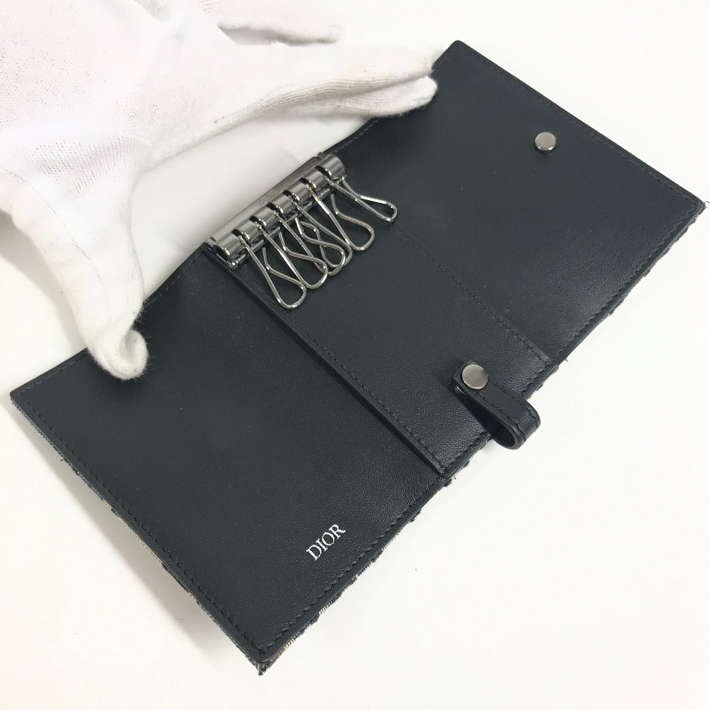 Dior Logo Oblique 6-Key Key Case, Canvas, Unisex, Navy
