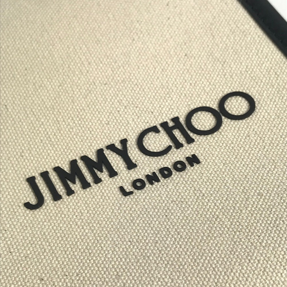 JIMMY CHOO Studded Mini N/S Tote CZM Mini N/S Logo Tote Bag, Two-Tone Leather/Canvas Handbag, Unisex, Black