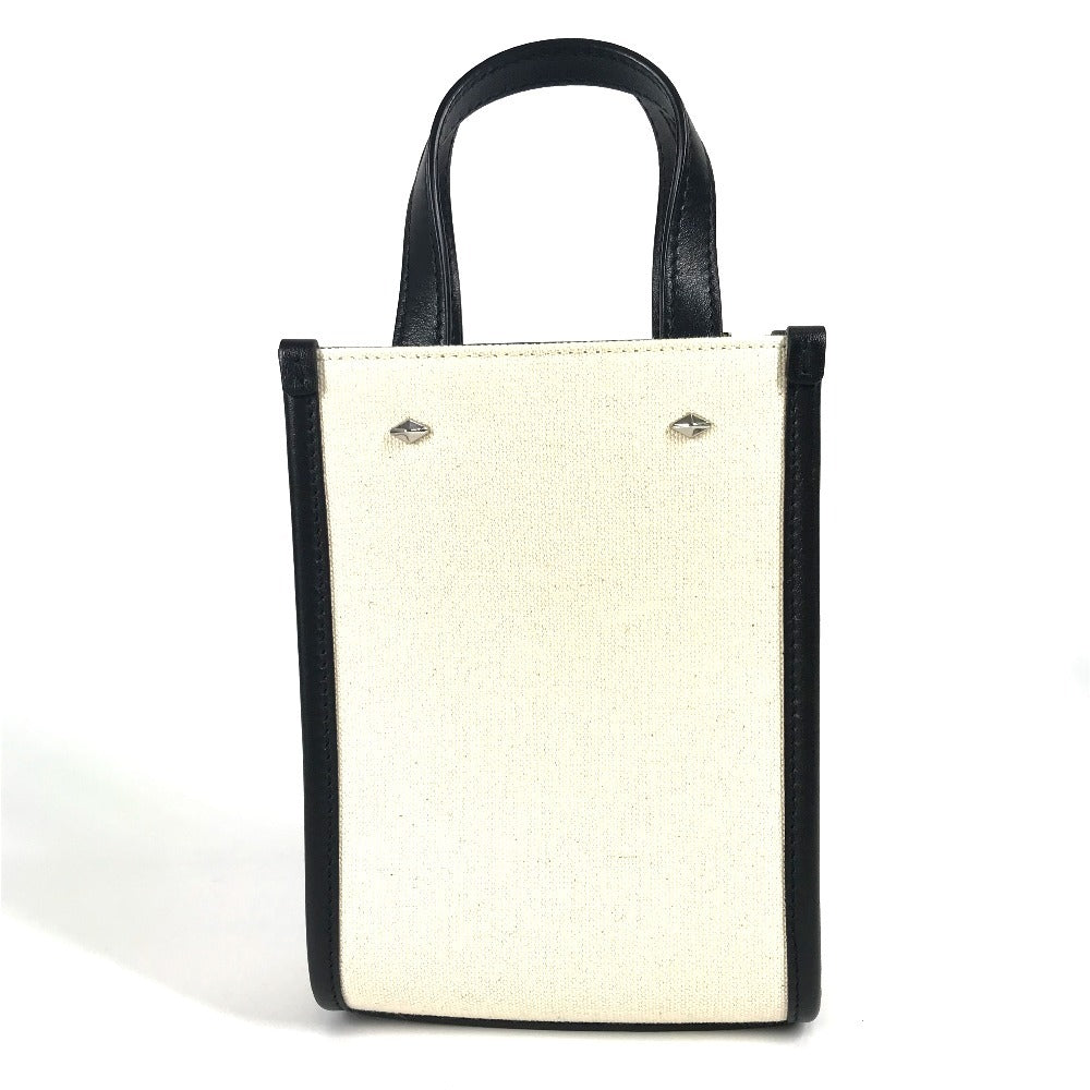 JIMMY CHOO Studded Mini N/S Tote CZM Mini N/S Logo Tote Bag, Two-Tone Leather/Canvas Handbag, Unisex, Black