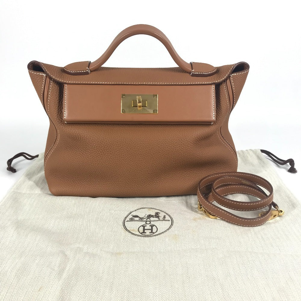 HERMES サック 24/24 ヴァンキャトル 29 カバン 2WAYバッグ ハンドバッグ ショルダーバッグ トゴ ユニセックス ゴールド