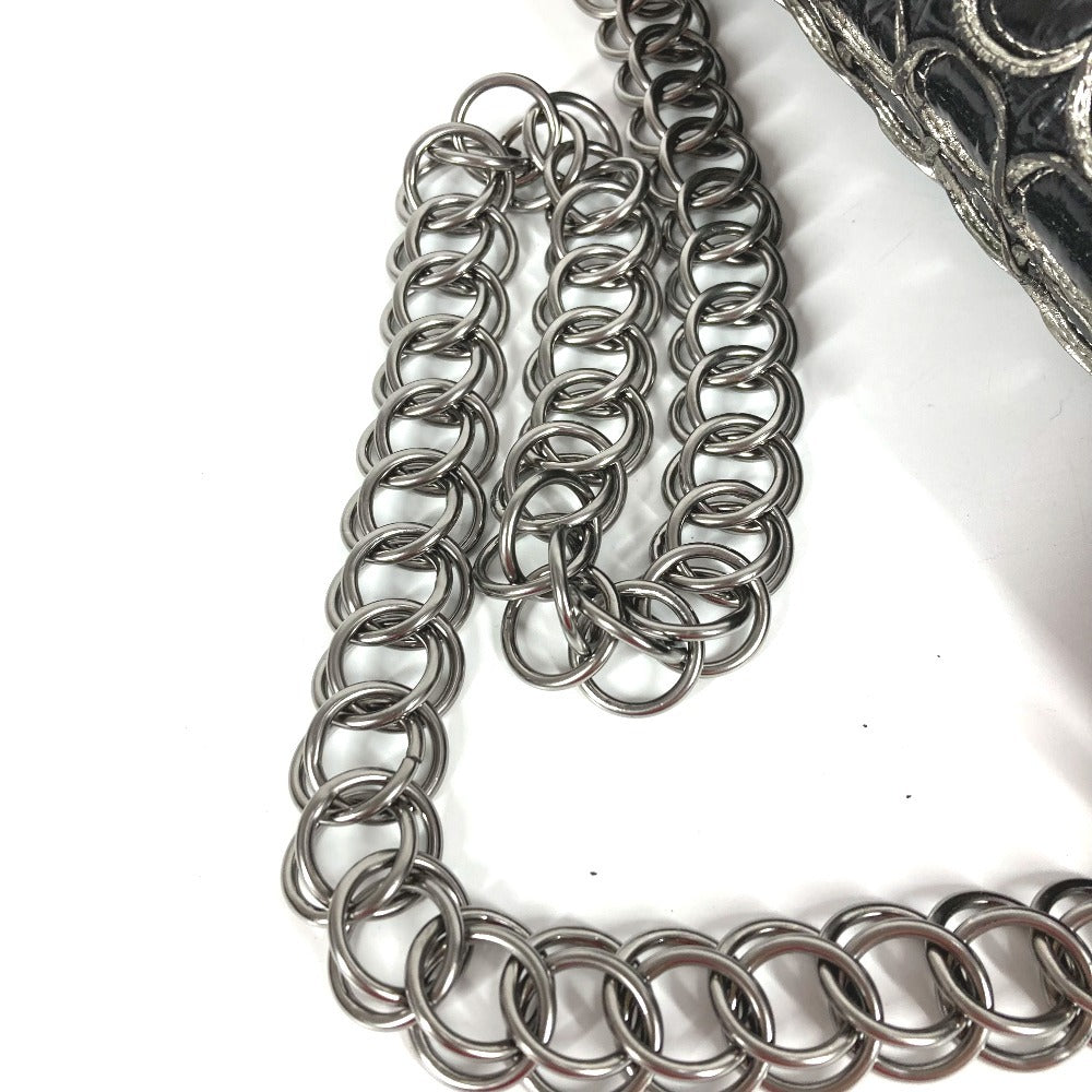 CHANEL Circle Stitch CC Coco Mark Logo Chain Bag, Shoulder Flap Bag, Coated Canvas, Women's, Black