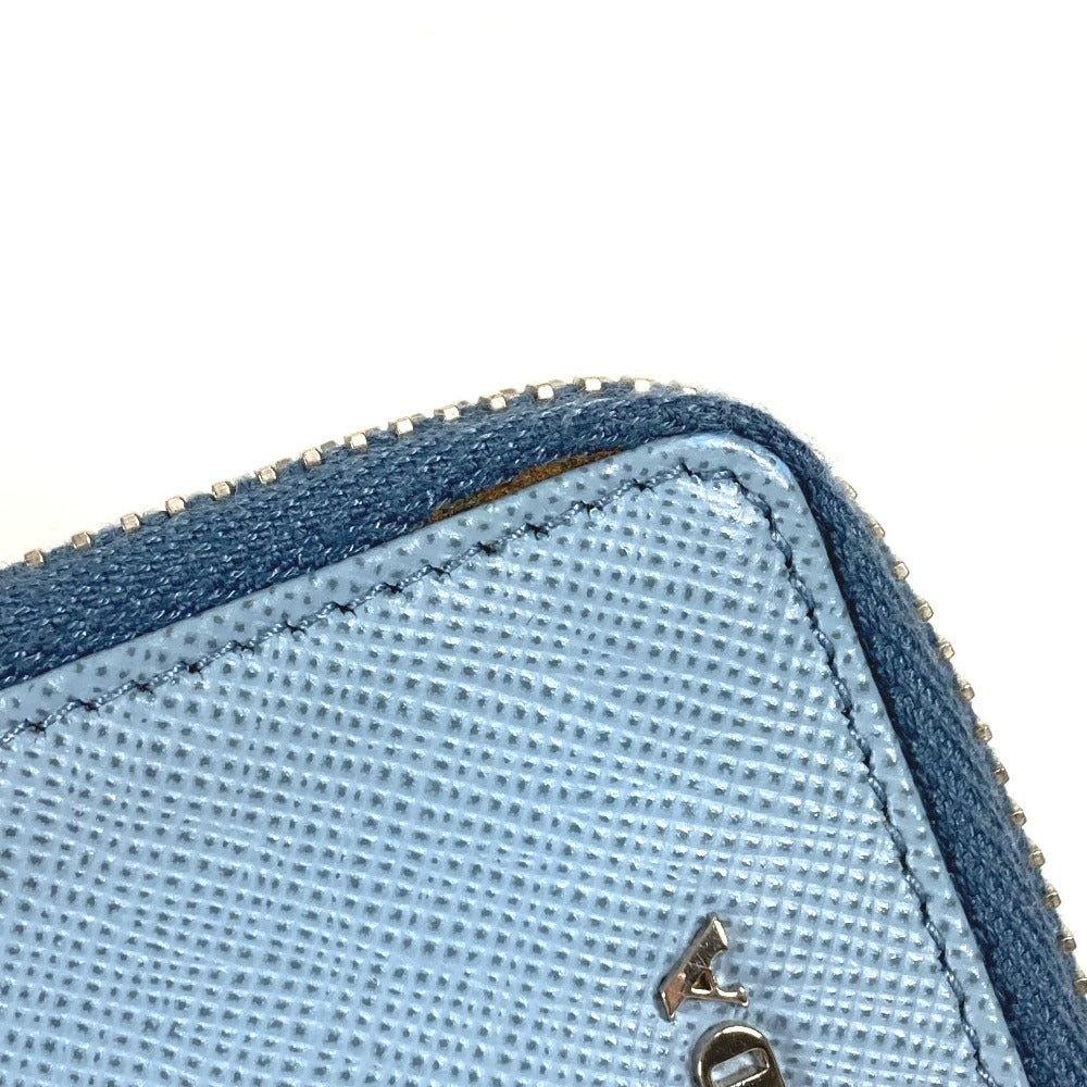 PRADA ストラップ付き ラウンドファスナー ロゴ 鍵 6P キーケース レザー ユニセックス ブルー