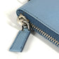 PRADA Round Zipper Key Case with Strap, Logo, 6-Piece Key Case, Leather, Unisex, Blue