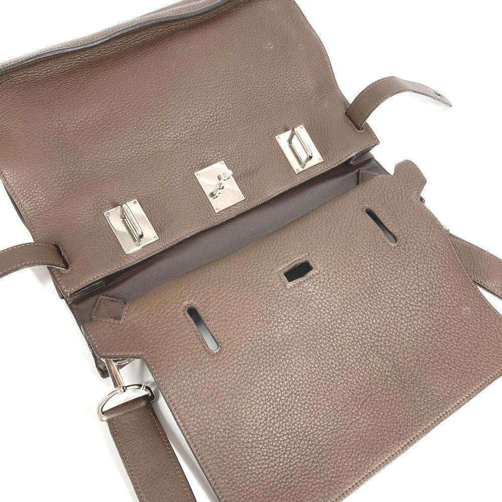 HERMES Gypsiere 34 Crossbody Flap Shoulder Bag in Taurillon Clemence Leather, Dark Brown, Unisex