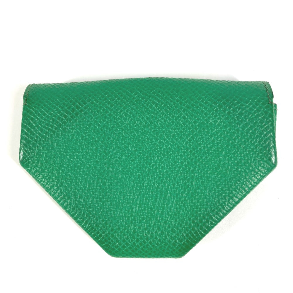 HERMES Triangle Levain Quatre Verso Coin Purse Wallet, Leather, Unisex, Green
