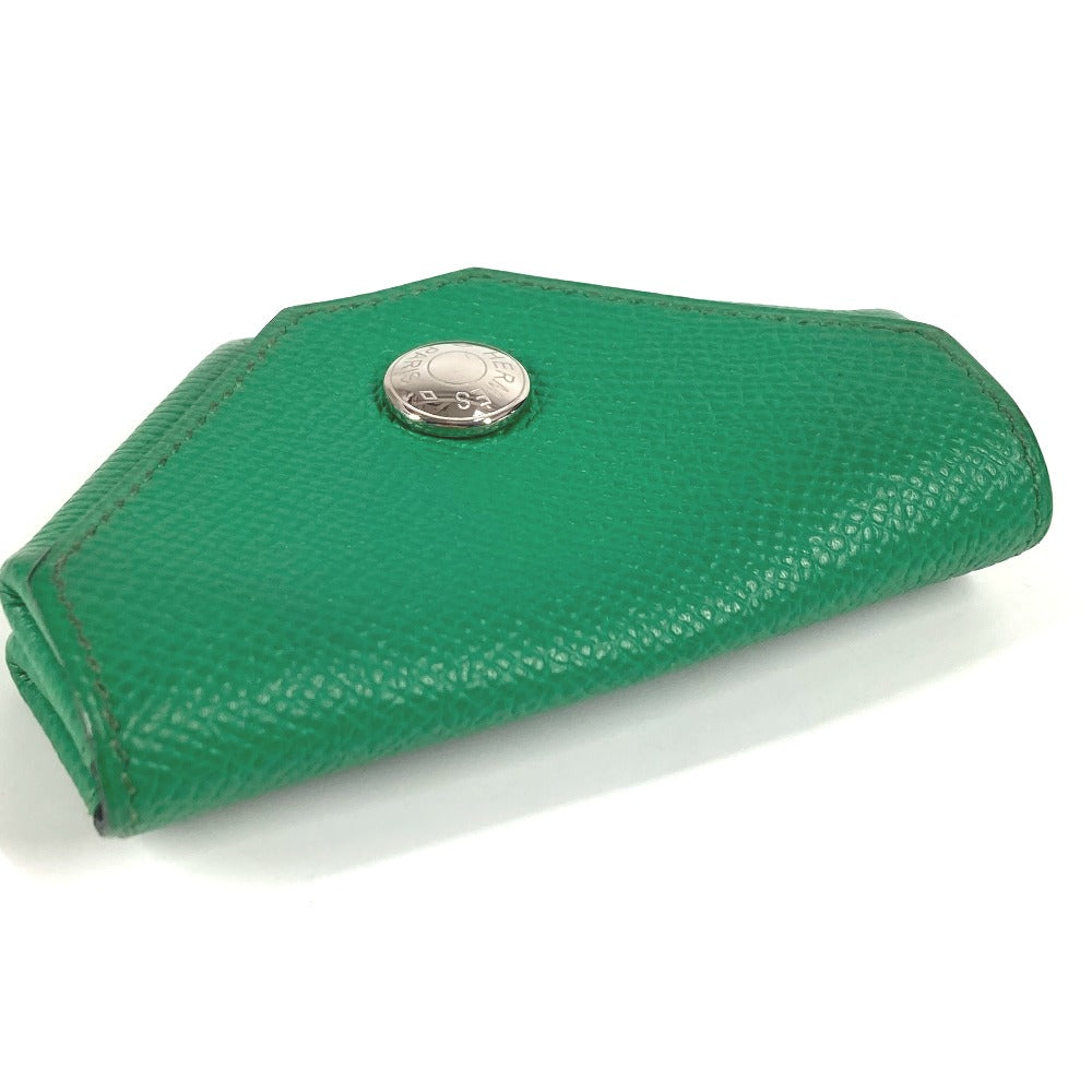 HERMES Triangle Levain Quatre Verso Coin Purse Wallet, Leather, Unisex, Green