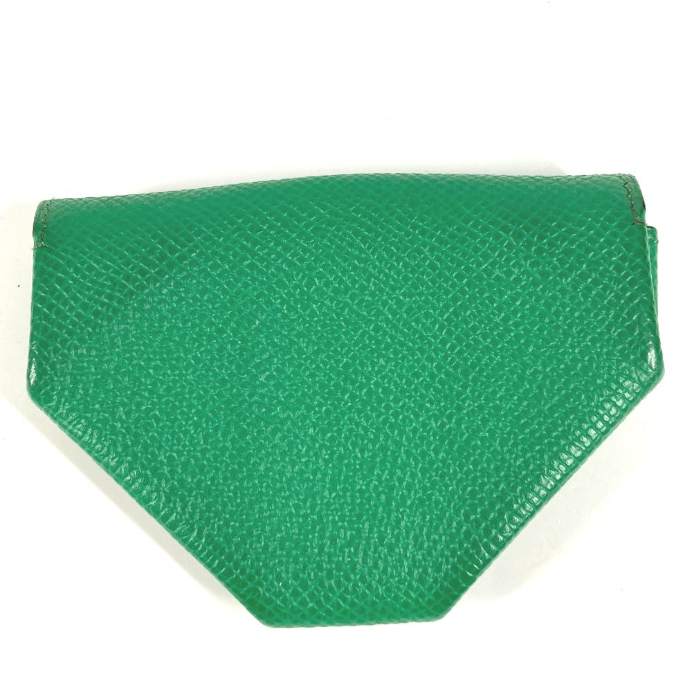 HERMES Triangle Levain Quatre Verso Coin Purse Wallet, Leather, Unisex, Green