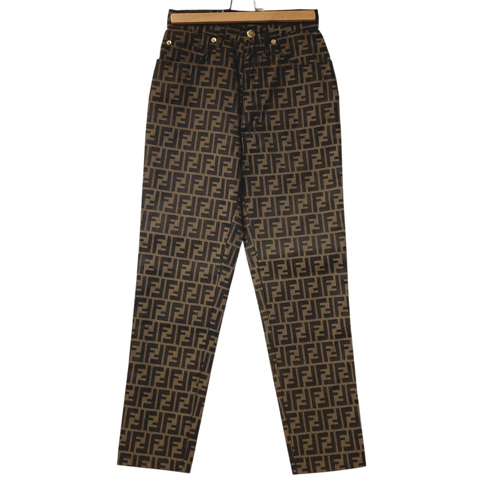 FENDI vintage Zucca logo Long pants, trousers, apparel, bottoms Pants polyester / cotton Brown Used