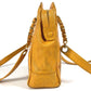 Vintage CHANEL CC Coco Mark Logo Triple Coco Shoulder Tote Bag with Double Chain, Caviar Leather, Yellow