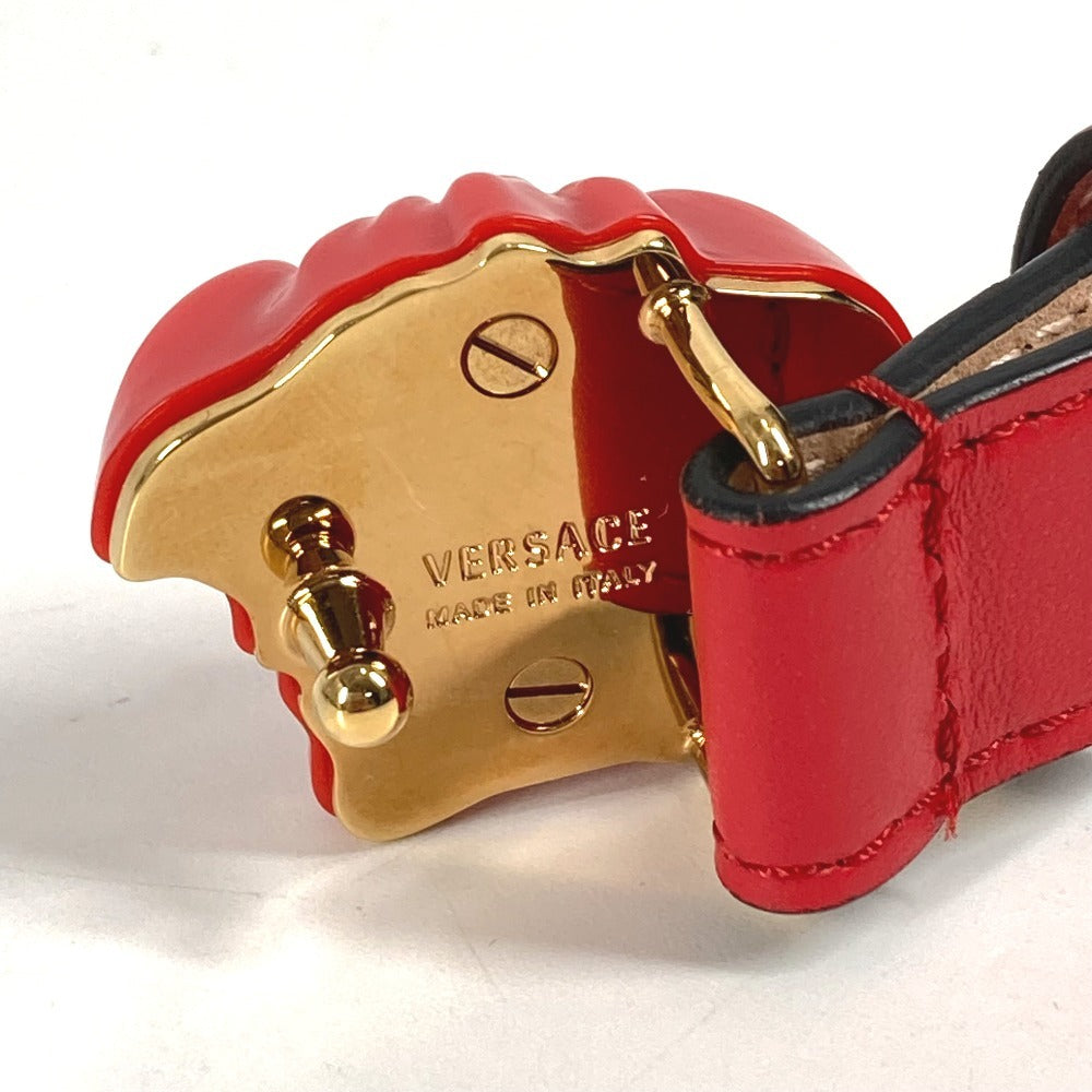 VERSACE Thin belt medusa logo Accessories Buckle Belt for Bottoms belt Leather Red Used