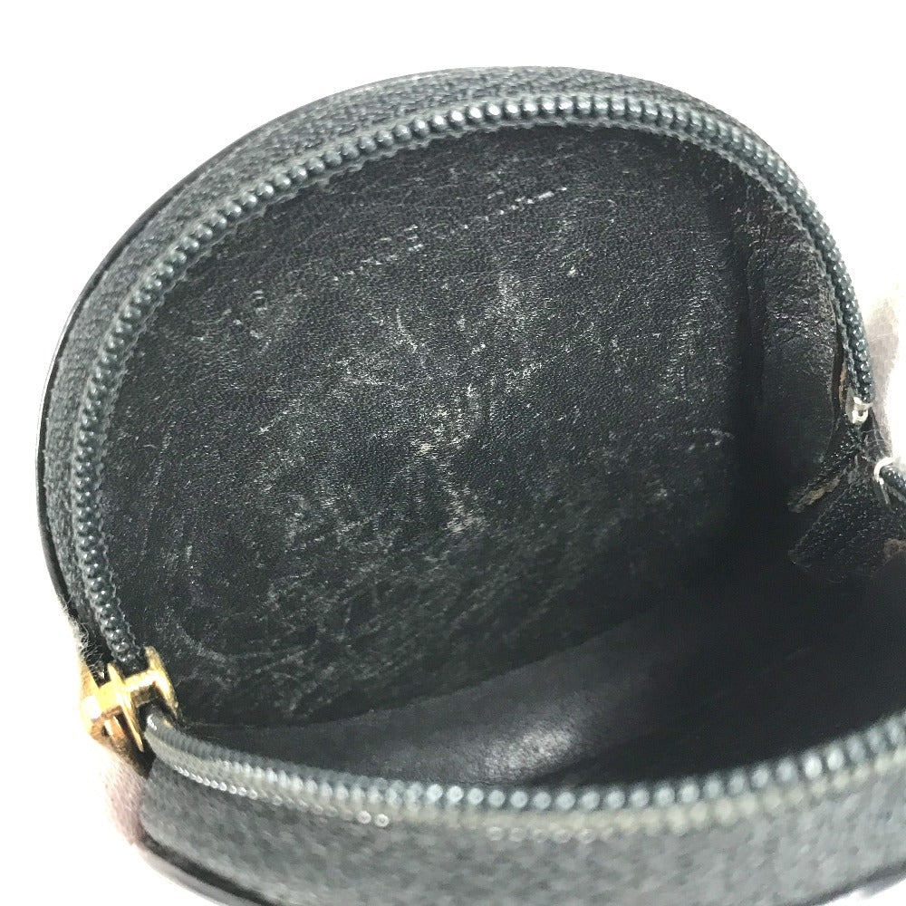 CARTIER Panther Logo Compact Wallet with Round Zipper, Unisex Leather, Black