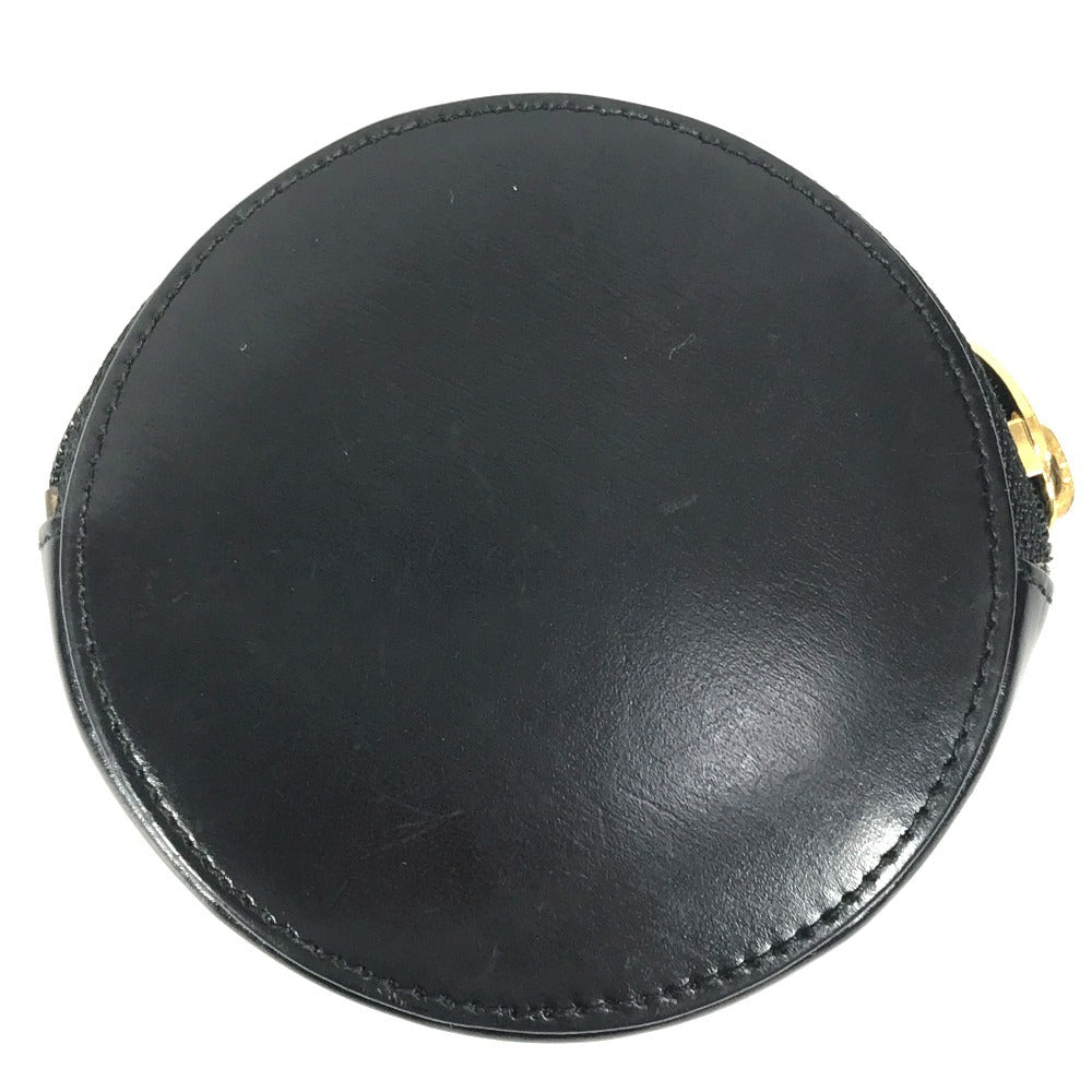 CARTIER Panther Logo Compact Wallet with Round Zipper, Unisex Leather, Black