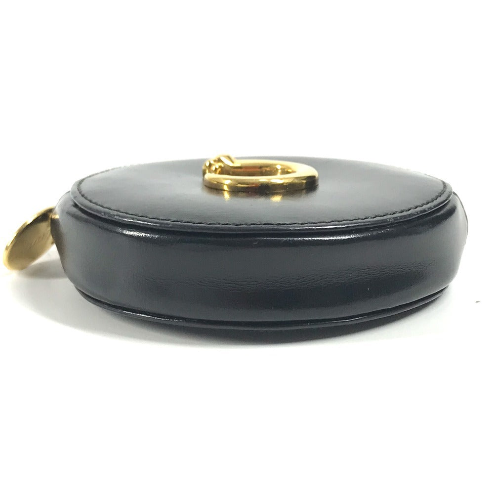 CARTIER Panther Logo Compact Wallet with Round Zipper, Unisex Leather, Black