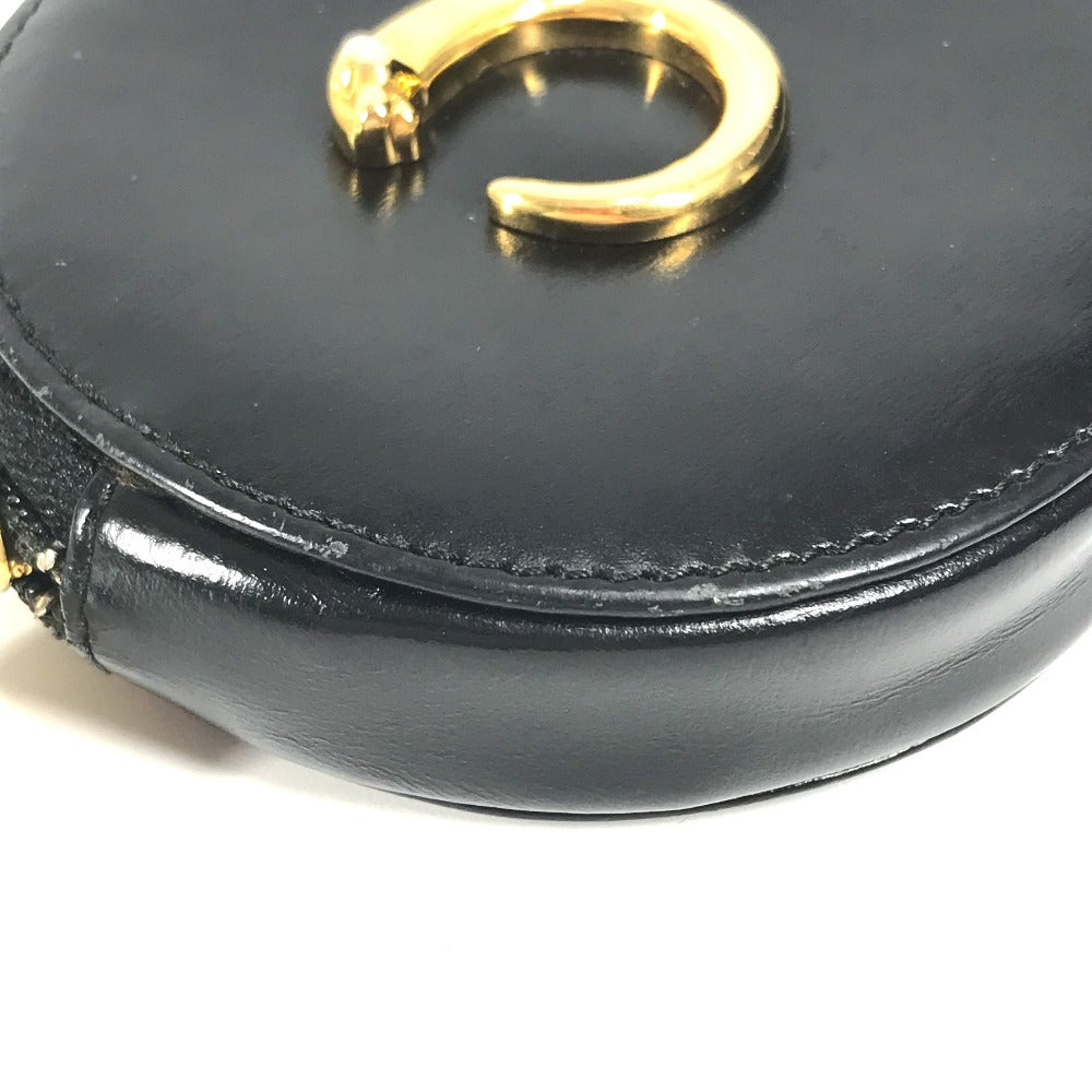CARTIER Panther Logo Compact Wallet with Round Zipper, Unisex Leather, Black