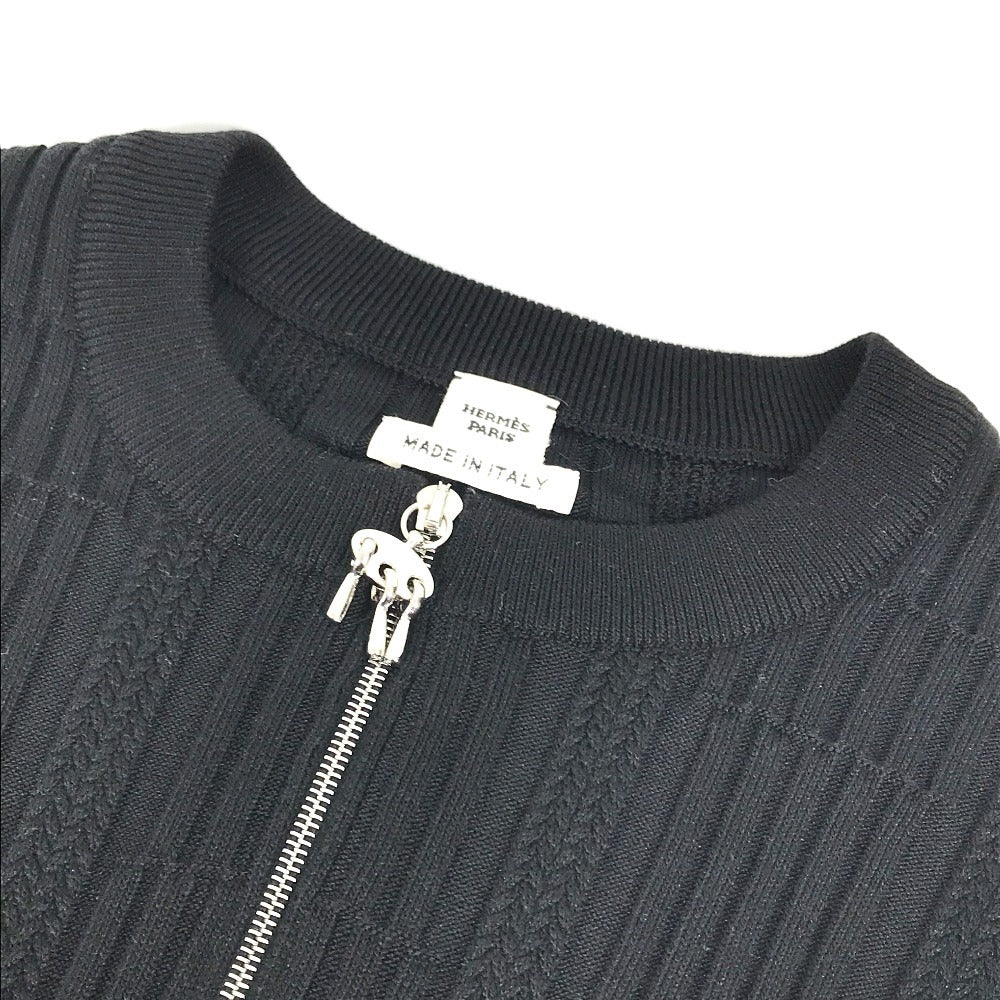 HERMES 2025 Spring/Summer Collection Mors à Jouet Apparel Outerwear Long Sleeve Cardigan with Bit Logo, Silk, Women's, Black