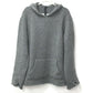 CHROME HEARTS Men's Gray Cashmere Hoodie with Leather Patch, Tag, and Cross Stitch. Long Sleeve Knit.