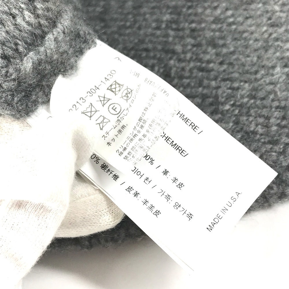 CHROME HEARTS Men's Gray Cashmere Hoodie with Leather Patch, Tag, and Cross Stitch. Long Sleeve Knit.