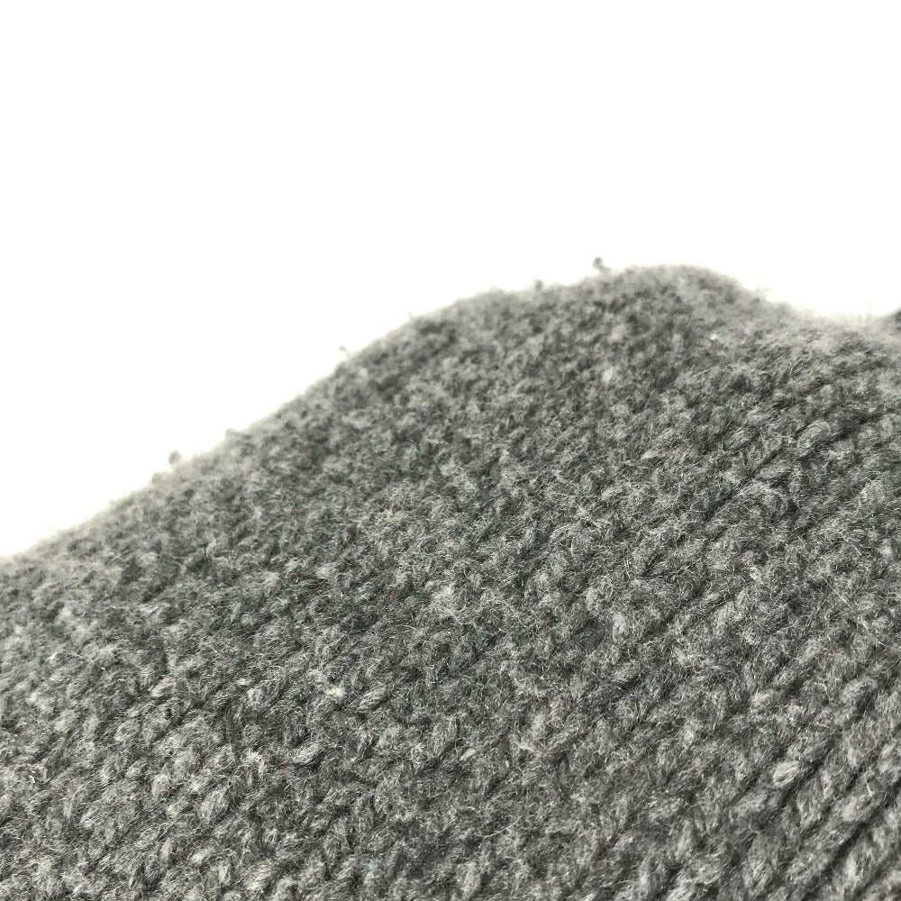 CHROME HEARTS Men's Gray Cashmere Hoodie with Leather Patch, Tag, and Cross Stitch. Long Sleeve Knit.