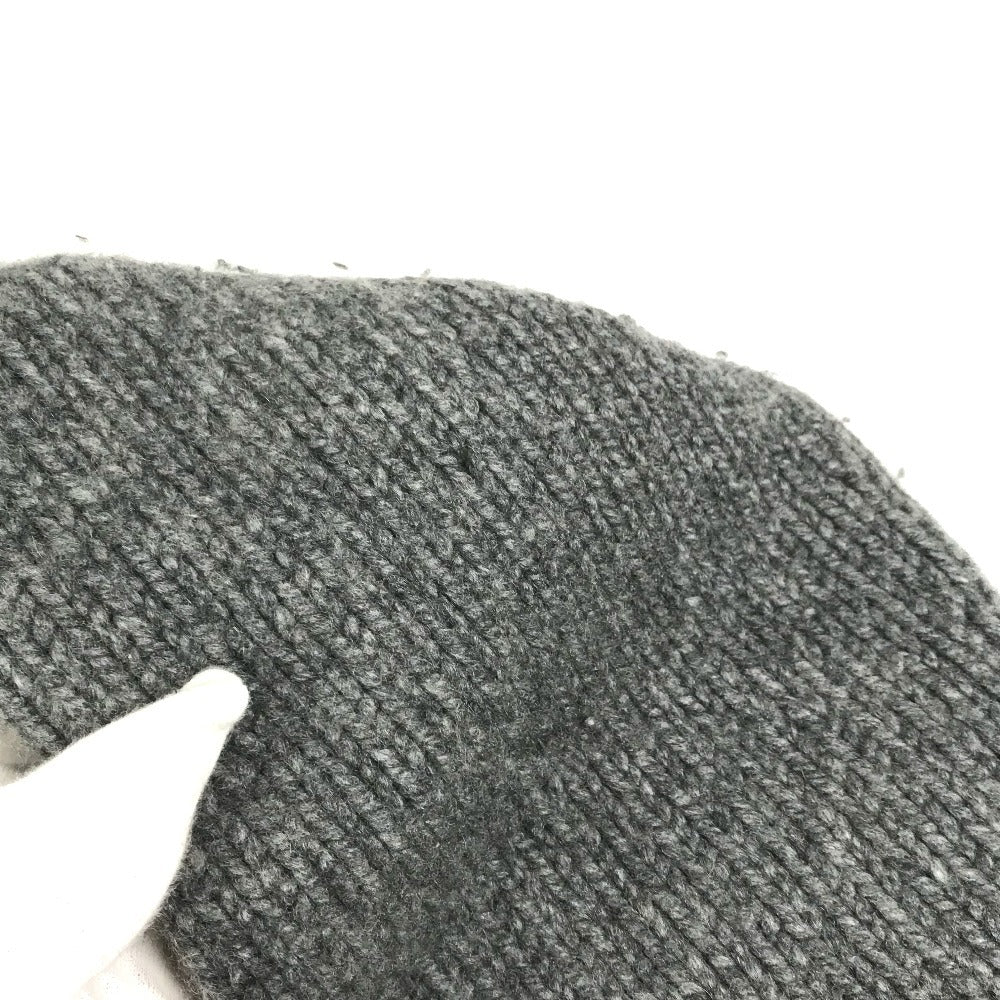 CHROME HEARTS Men's Gray Cashmere Hoodie with Leather Patch, Tag, and Cross Stitch. Long Sleeve Knit.