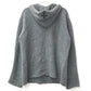 CHROME HEARTS Men's Gray Cashmere Hoodie with Leather Patch, Tag, and Cross Stitch. Long Sleeve Knit.