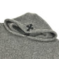 CHROME HEARTS Men's Gray Cashmere Hoodie with Leather Patch, Tag, and Cross Stitch. Long Sleeve Knit.