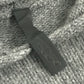 CHROME HEARTS Men's Gray Cashmere Hoodie with Leather Patch, Tag, and Cross Stitch. Long Sleeve Knit.