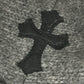 CHROME HEARTS Men's Gray Cashmere Hoodie with Leather Patch, Tag, and Cross Stitch. Long Sleeve Knit.