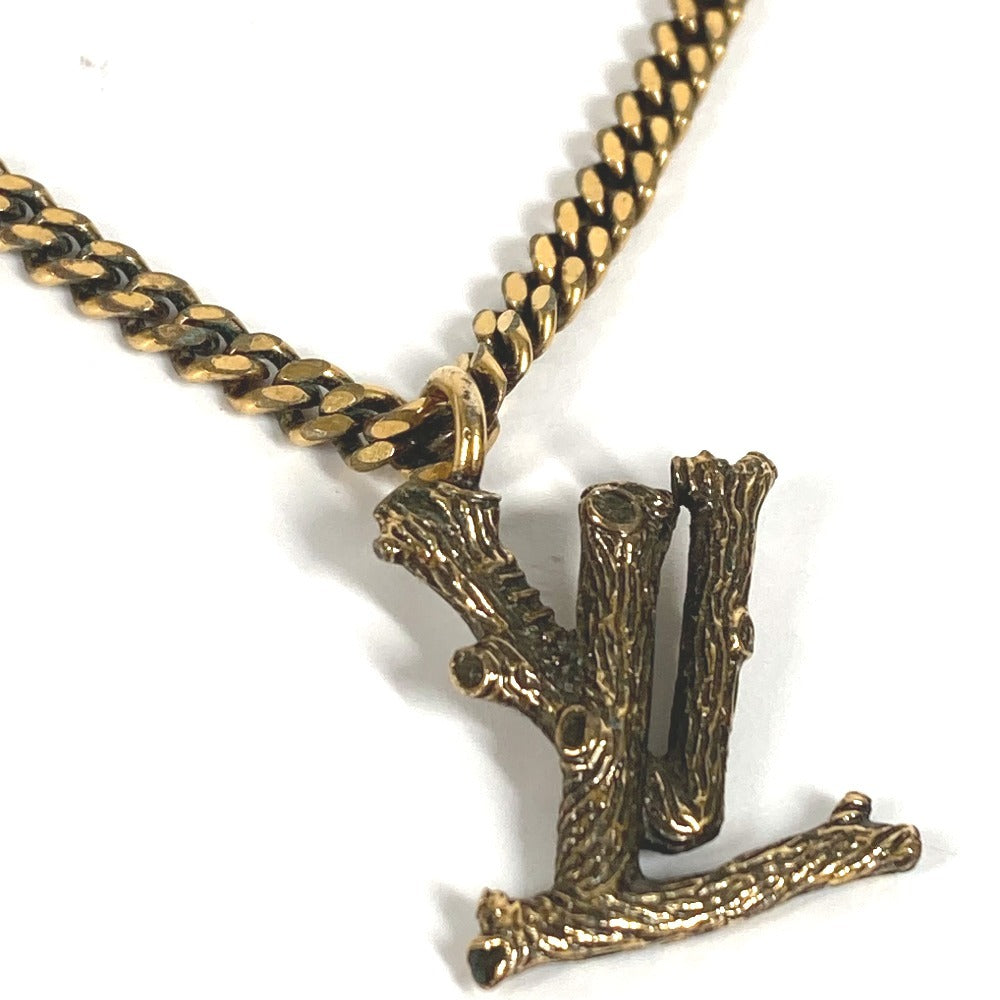 LOUIS VUITTON MP2780 LVロゴ ヴィンテージ加工 ペンダント・LVウッド ジュエリー アクセサリー チェーンネックレス ネックレス メタル ユニセックス ゴールド