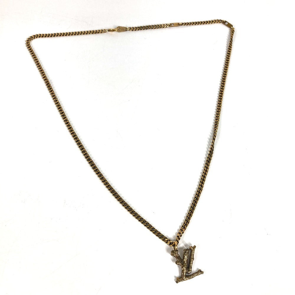 LOUIS VUITTON MP2780 LVロゴ ヴィンテージ加工 ペンダント・LVウッド ジュエリー アクセサリー チェーンネックレス ネックレス メタル ユニセックス ゴールド