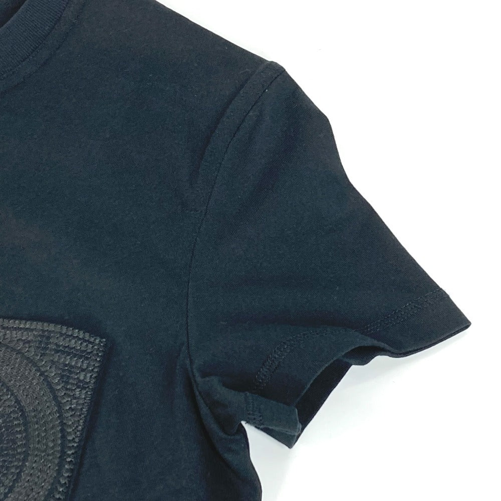 HERMES 半袖 シャツワンピ 刺繍入り モザイク Hロゴ ポケット アパレル Tシャツワンピース ラウンドネック ワンピース コットン レディース ブラック