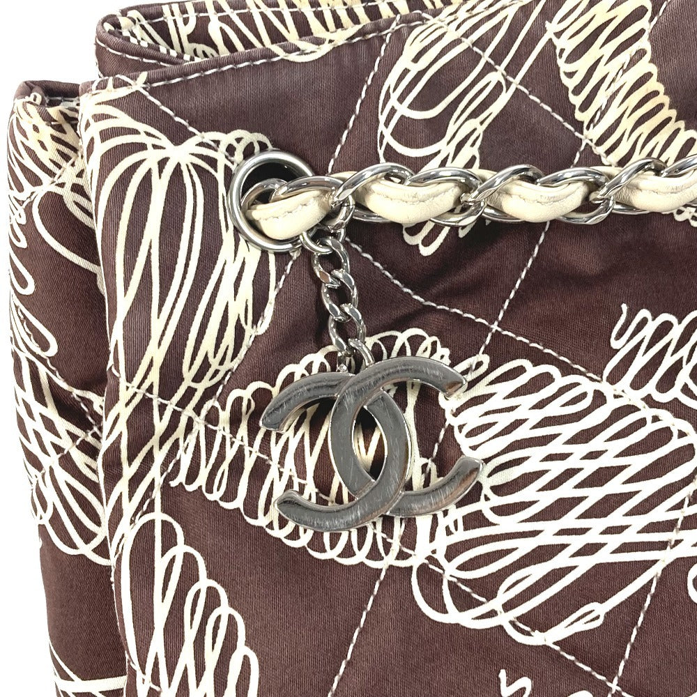 CHANEL ヴィンテージ CC ココマーク ロゴ キルティング カバン トートバッグ 肩掛け Wチェーン ショルダーバッグ キャンバス レディース ブラウン