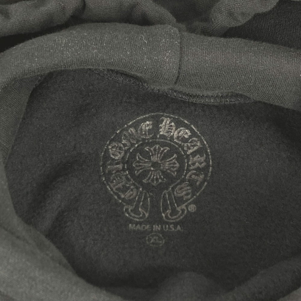CHROME HEARTS Men's Long Sleeve Sweatshirt, SWTSHRT HD PLVR, Flared Logo, Horseshoe Design, Cotton Hoodie, Black