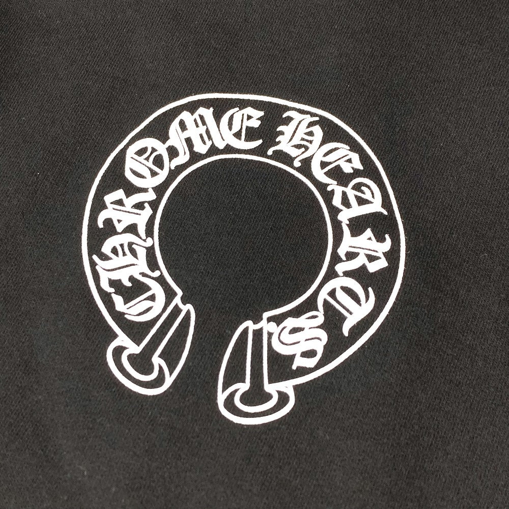 CHROME HEARTS Men's Long Sleeve Sweatshirt, SWTSHRT HD PLVR, Flared Logo, Horseshoe Design, Cotton Hoodie, Black