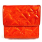 CHANEL No. 5 Logo Ribbon Icon Compact Wallet, Tri-fold Wallet, Patent Leather, Unisex, Red