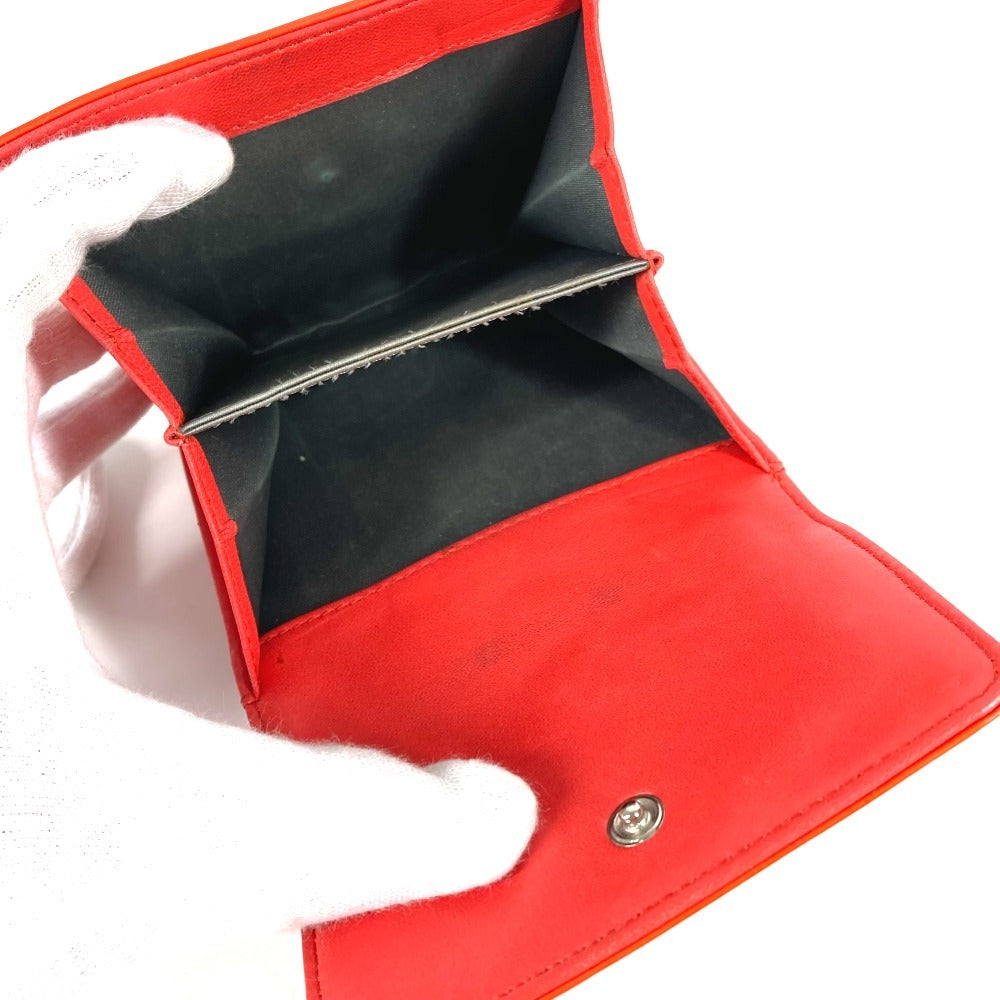 CHANEL No. 5 Logo Ribbon Icon Compact Wallet, Tri-fold Wallet, Patent Leather, Unisex, Red