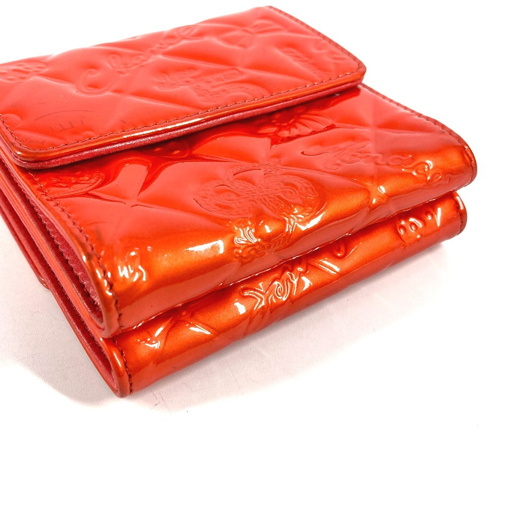 CHANEL No. 5 Logo Ribbon Icon Compact Wallet, Tri-fold Wallet, Patent Leather, Unisex, Red