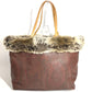 ETRO Paisley Logo Fur Tote Bag with Pouch, PVC/Leather Shoulder Bag, Brown, Women's
