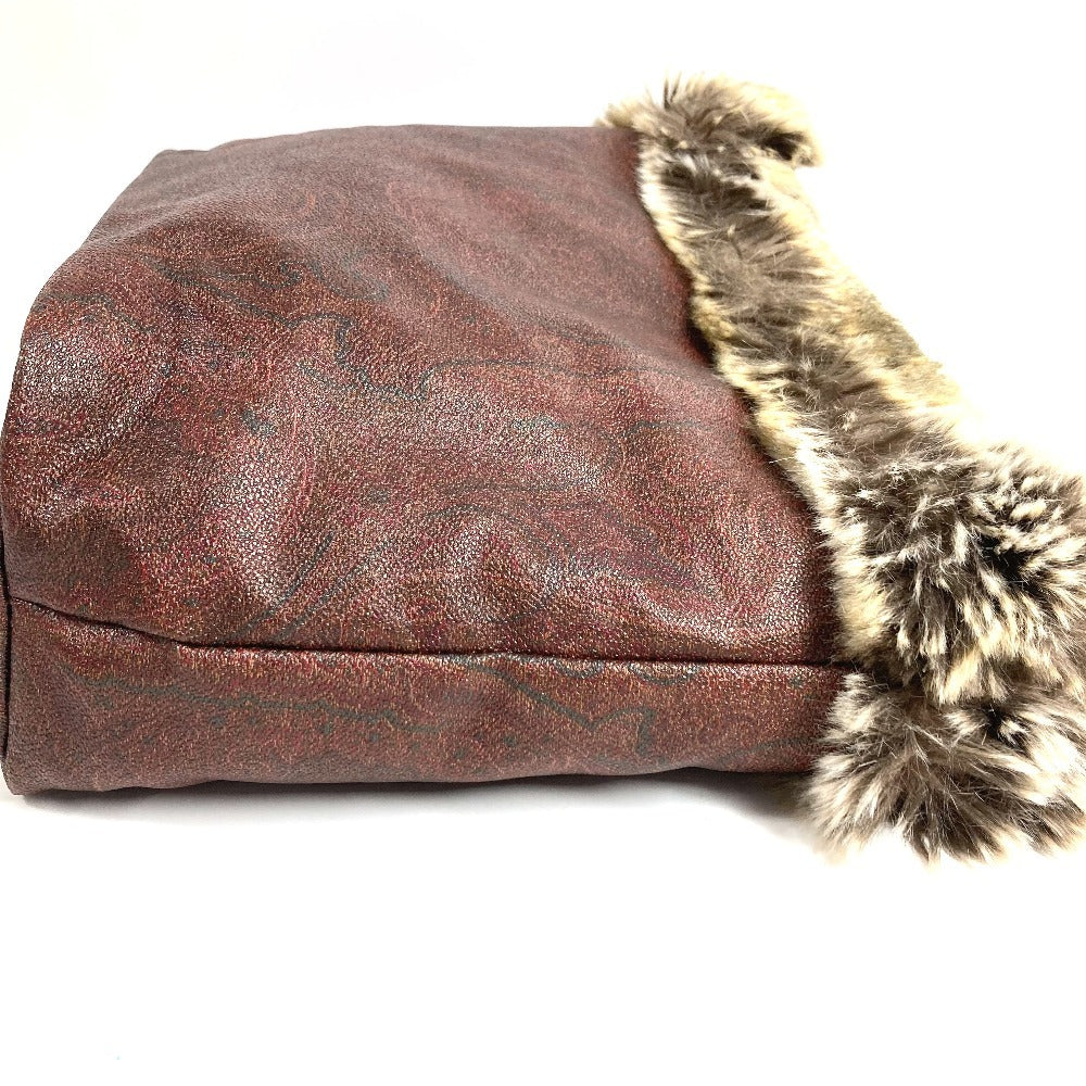 ETRO Paisley Logo Fur Tote Bag with Pouch, PVC/Leather Shoulder Bag, Brown, Women's