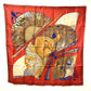 HERMES Japanese-patterned folding fan, BRISE DE CHARME "Enchanting Breeze" design, Carré 90, silk scarf, unisex, multicolor